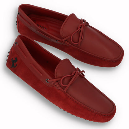 トッズ TOD'S ドライビングシューズ メンズ レザー NEW GOMMINI 122 RICAMO CAVALLINO RQ2 ROSSO ARANC SC レッド レザー スエード ゴンミーニ モカシン フェラーリ ロゴ リボン 刺繍