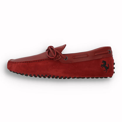 トッズ TOD'S ドライビングシューズ メンズ レザー NEW GOMMINI 122 RICAMO CAVALLINO RQ2 ROSSO ARANC SC レッド レザー スエード ゴンミーニ モカシン フェラーリ ロゴ リボン 刺繍