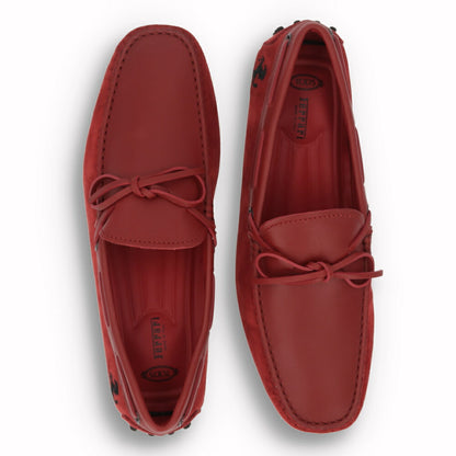 トッズ TOD'S ドライビングシューズ メンズ レザー NEW GOMMINI 122 RICAMO CAVALLINO RQ2 ROSSO ARANC SC レッド レザー スエード ゴンミーニ モカシン フェラーリ ロゴ リボン 刺繍