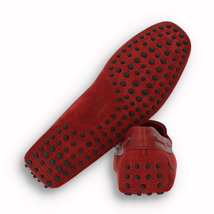 トッズ TOD'S ドライビングシューズ メンズ レザー NEW GOMMINI 122 RICAMO CAVALLINO RQ2 ROSSO ARANC SC レッド レザー スエード ゴンミーニ モカシン フェラーリ ロゴ リボン 刺繍