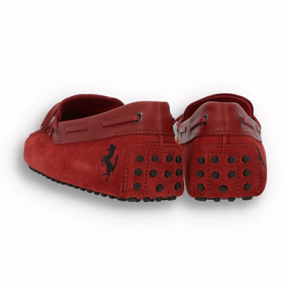 トッズ TOD'S ドライビングシューズ メンズ レザー NEW GOMMINI 122 RICAMO CAVALLINO RQ2 ROSSO ARANC SC レッド レザー スエード ゴンミーニ モカシン フェラーリ ロゴ リボン 刺繍