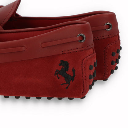 トッズ TOD'S ドライビングシューズ メンズ レザー NEW GOMMINI 122 RICAMO CAVALLINO RQ2 ROSSO ARANC SC レッド レザー スエード ゴンミーニ モカシン フェラーリ ロゴ リボン 刺繍