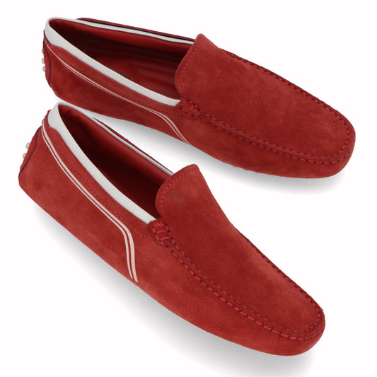 トッズ TODS シューズ レザーシューズ メンズ レッド スエード ゴンミーニ ドライビングシューズ モカシン フェラーリ ロゴ