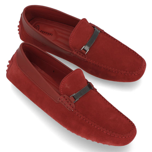 トッズ TOD'S シューズ レザーシューズ メンズ NEW GOMMINI 122 ACCES.CARBONIO SLIM RQ2 ROSSO ARANC SC レッド スエード ゴンミーニ ドライビングシューズ モカシン フェラーリ ロゴ XRM0GW0R340RQ2 R007