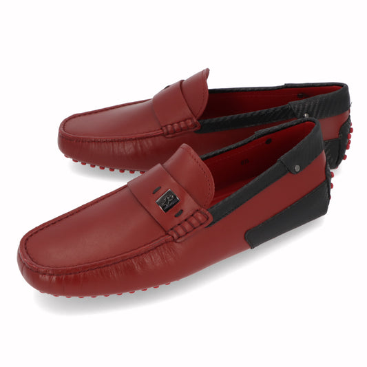 トッズ TODS シューズ レザーシューズ メンズ レッド ゴンミーニ ドライビングシューズ モカシン フェラーリ ロゴ
