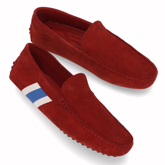 トッズ TOD'S シューズ レザーシューズ メンズ レッド スエード ゴンミーニ ドライビングシューズ モカシン フェラーリ ロゴ