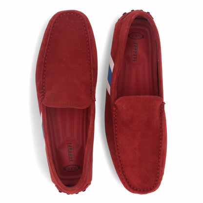 トッズ TOD'S シューズ レザーシューズ メンズ レッド スエード ゴンミーニ ドライビングシューズ モカシン フェラーリ ロゴ