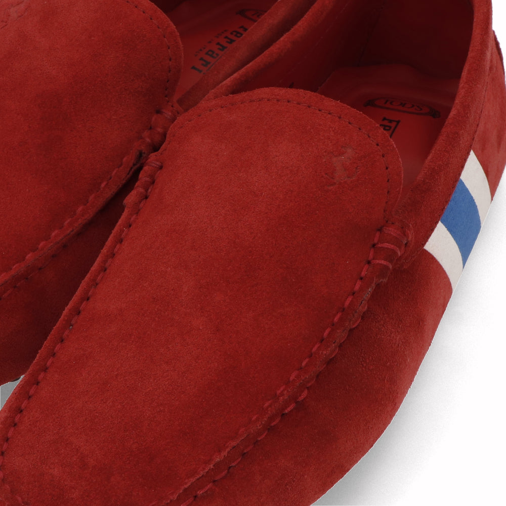 トッズ TOD'S シューズ レザーシューズ メンズ レッド スエード ゴンミーニ ドライビングシューズ モカシン フェラーリ ロゴ