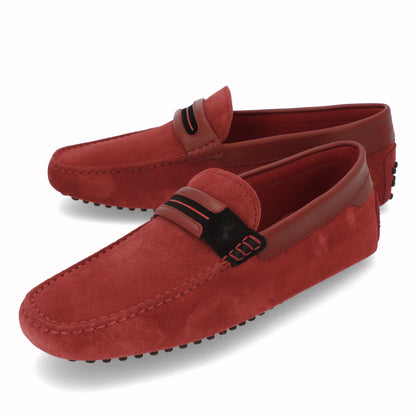 トッズ TOD'S シューズ レザーシューズ メンズ レッド スエード ゴンミーニ ドライビングシューズ モカシン フェラーリ ロゴ