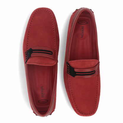トッズ TOD'S シューズ レザーシューズ メンズ レッド スエード ゴンミーニ ドライビングシューズ モカシン フェラーリ ロゴ