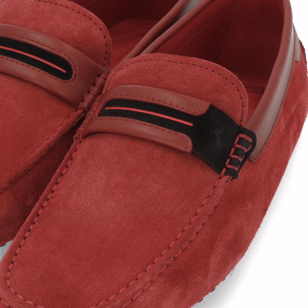 トッズ TOD'S シューズ レザーシューズ メンズ レッド スエード ゴンミーニ ドライビングシューズ モカシン フェラーリ ロゴ