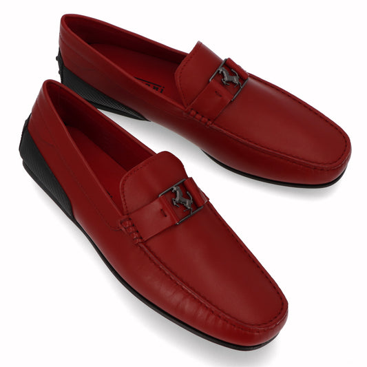 トッズ TOD'S シューズ レザーシューズ メンズ レッド レザー ゴンミーニ ドライビングシューズ モカシン フェラーリ ロゴ