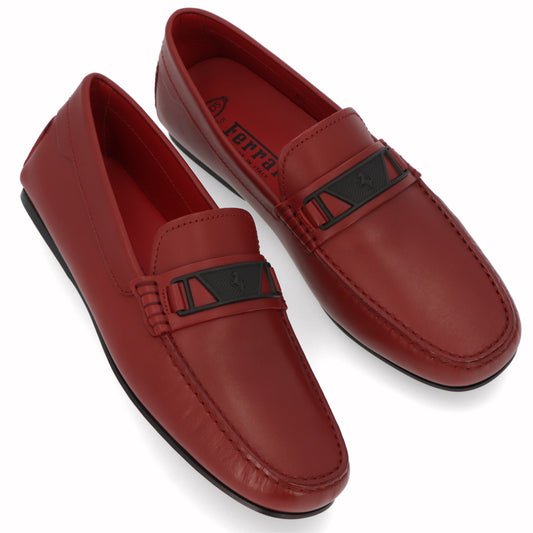 トッズ TODS シューズ レザーシューズ メンズ レッド レザー ゴンミーニ ドライビングシューズ モカシン フェラーリ ロゴ