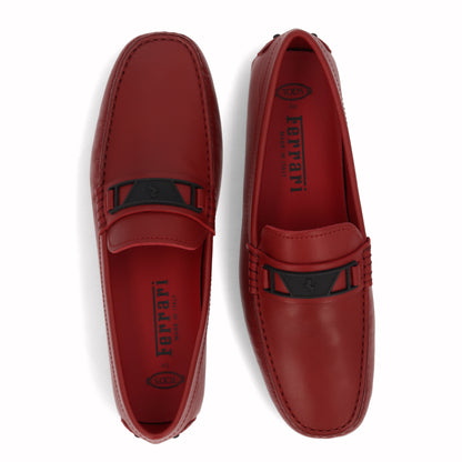 トッズ TODS シューズ レザーシューズ メンズ レッド レザー ゴンミーニ ドライビングシューズ モカシン フェラーリ ロゴ
