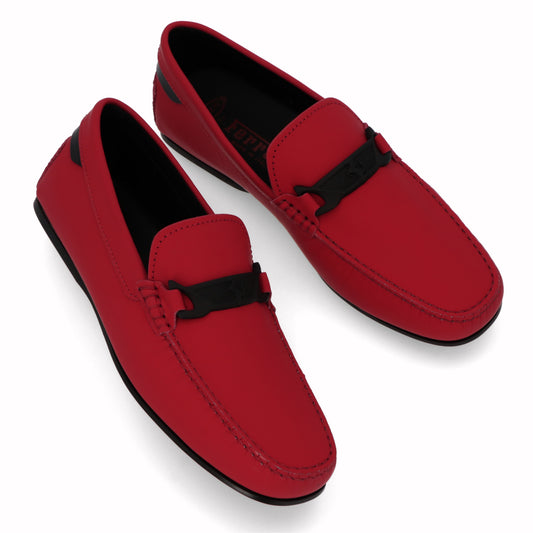 トッズ TOD'S シューズ レザーシューズ メンズ レッド レザー ゴンミーニ モカシン ドライビングシューズ フェラーリ Ferrari ロゴ