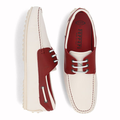 トッズ TOD'S シューズ レザーシューズ メンズ CITY GOMMINO TOP SIDER BARCA 8AG BIANCO ROSSO ARA ホワイト×レッド レザー ゴンミーニ ドライビングシューズ モカシン フェラーリ ロゴ リボン XRM0LR0L2708AG 159K