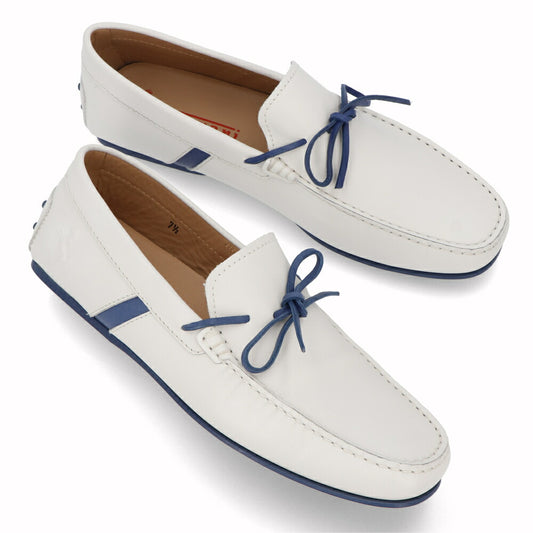 トッズ TOD'S シューズ レザーシューズ メンズ CITY GOMMINO CAV ALLINO 3D KTO ホワイト×ブルー レザー ゴンミーニ ドライビングシューズ モカシン フェラーリ ロゴ リボン XRM0LR0X250KTO 500B