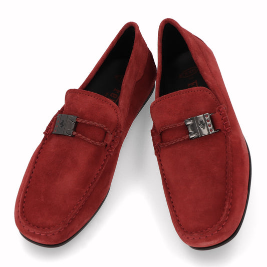 トッズ TOD'S シューズ レザーシューズ メンズ レッド スエード ゴンミーニ モカシン ドライビングシューズ フェラーリ Ferrari ロゴ