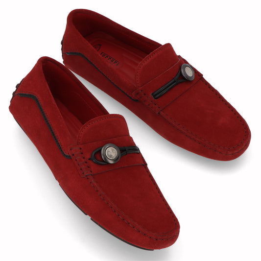 トッズ TOD'S シューズ レザーシューズ メンズ レッド スエード ゴンミーニ モカシン ドライビングシューズ フェラーリ Ferrari ロゴ