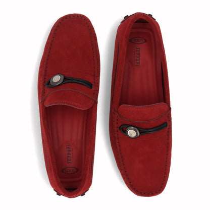 トッズ TOD'S シューズ レザーシューズ メンズ レッド スエード ゴンミーニ モカシン ドライビングシューズ フェラーリ Ferrari ロゴ