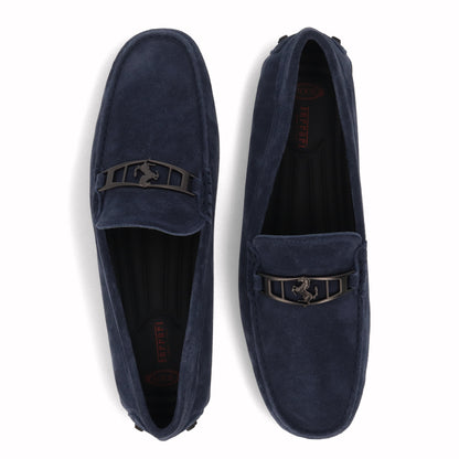 トッズ TOD'S シューズ レザーシューズ メンズ ブルー スエード ゴンミーニ モカシン ドライビングシューズ フェラーリ Ferrari ロゴ