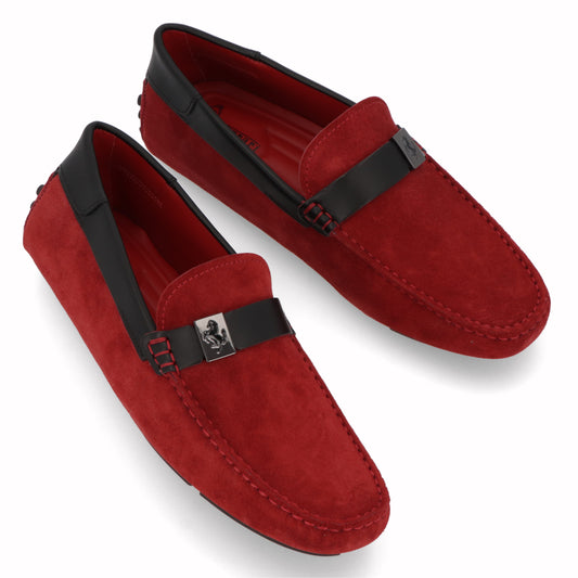 トッズ TOD'S シューズ レザーシューズ メンズ レッド スエード ゴンミーニ ドライビングシューズ モカシン フェラーリ ロゴ