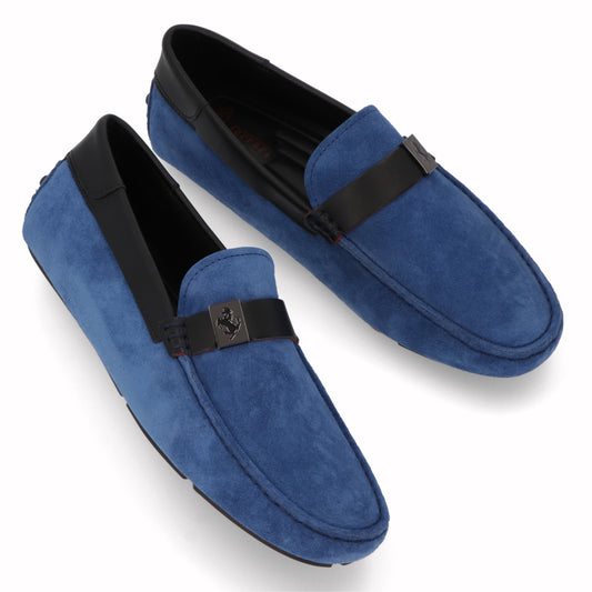 トッズ TOD'S シューズ レザーシューズ メンズ ブルー スエード ゴンミーニ ドライビングシューズ モカシン フェラーリ ロゴ