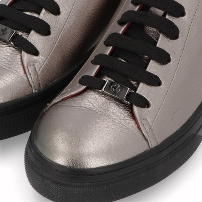 トッズ TOD'S シューズ スニーカー レディース グレー レザー フェラーリ ロゴ 光沢 厚底 ローカット