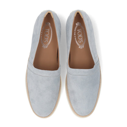 トッズ TOD'S シューズ レザーシューズ メンズ PANTOFOLA IMBOTTITA GOMMA RAFIA TV BYE TOPAZIO ライトブルー スエード スリッポン エスパドリーユ ローカット ロゴ XXM0TV0W80ZBYE U012