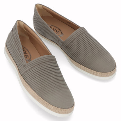 トッズ TOD'S シューズ レザーシューズ メンズ グレー スエード ゴンミーニ スリッポン ロゴ エスパドリーユ