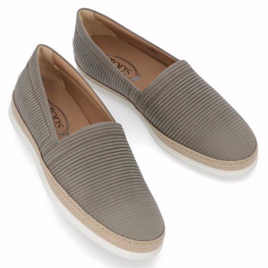 トッズ TOD'S シューズ レザーシューズ メンズ グレー スエード ゴンミーニ スリッポン ロゴ エスパドリーユ