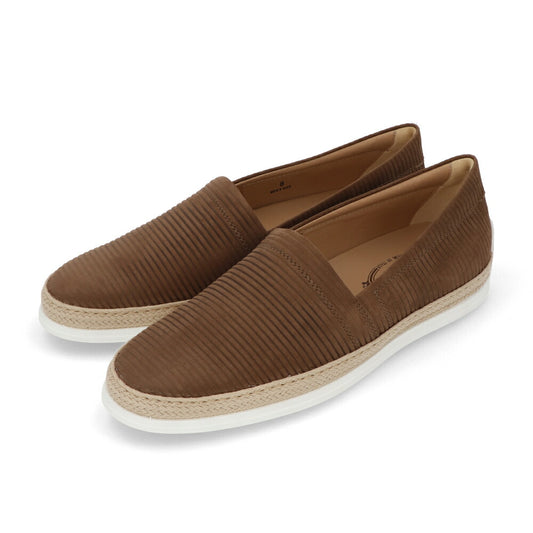トッズ TOD'S シューズ レザーシューズ メンズ PANTOFOLA IMBOTTITA GOMMA RAFIA TV ML1 ダークブラウン レザー スリッポン エスパドリーユ ローカット ロゴ ヴィンテージ加工 XXM0TV0W80ZML1 S818