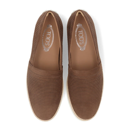 トッズ TOD'S シューズ レザーシューズ メンズ PANTOFOLA IMBOTTITA GOMMA RAFIA TV ML1 ダークブラウン レザー スリッポン エスパドリーユ ローカット ロゴ ヴィンテージ加工 XXM0TV0W80ZML1 S818