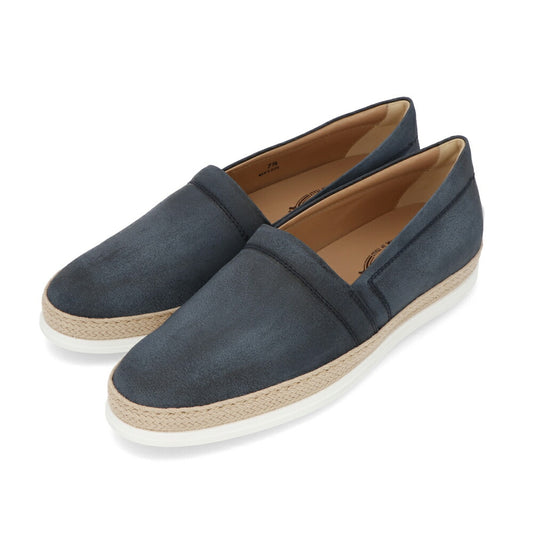 トッズ TOD'S シューズ レザーシューズ メンズ PANTOFOLA IMBOTTITA GOMMA RAFIA TV ML1 PERSIA ブルー レザー スリッポン エスパドリーユ ローカット ロゴ ヴィンテージ加工 XXM0TV0W80ZML1 U407