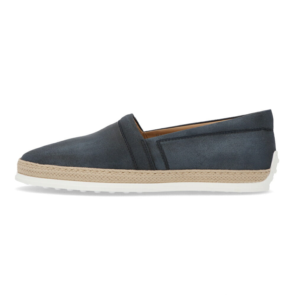 トッズ TOD'S シューズ レザーシューズ メンズ PANTOFOLA IMBOTTITA GOMMA RAFIA TV ML1 PERSIA ブルー レザー スリッポン エスパドリーユ ローカット ロゴ ヴィンテージ加工 XXM0TV0W80ZML1 U407