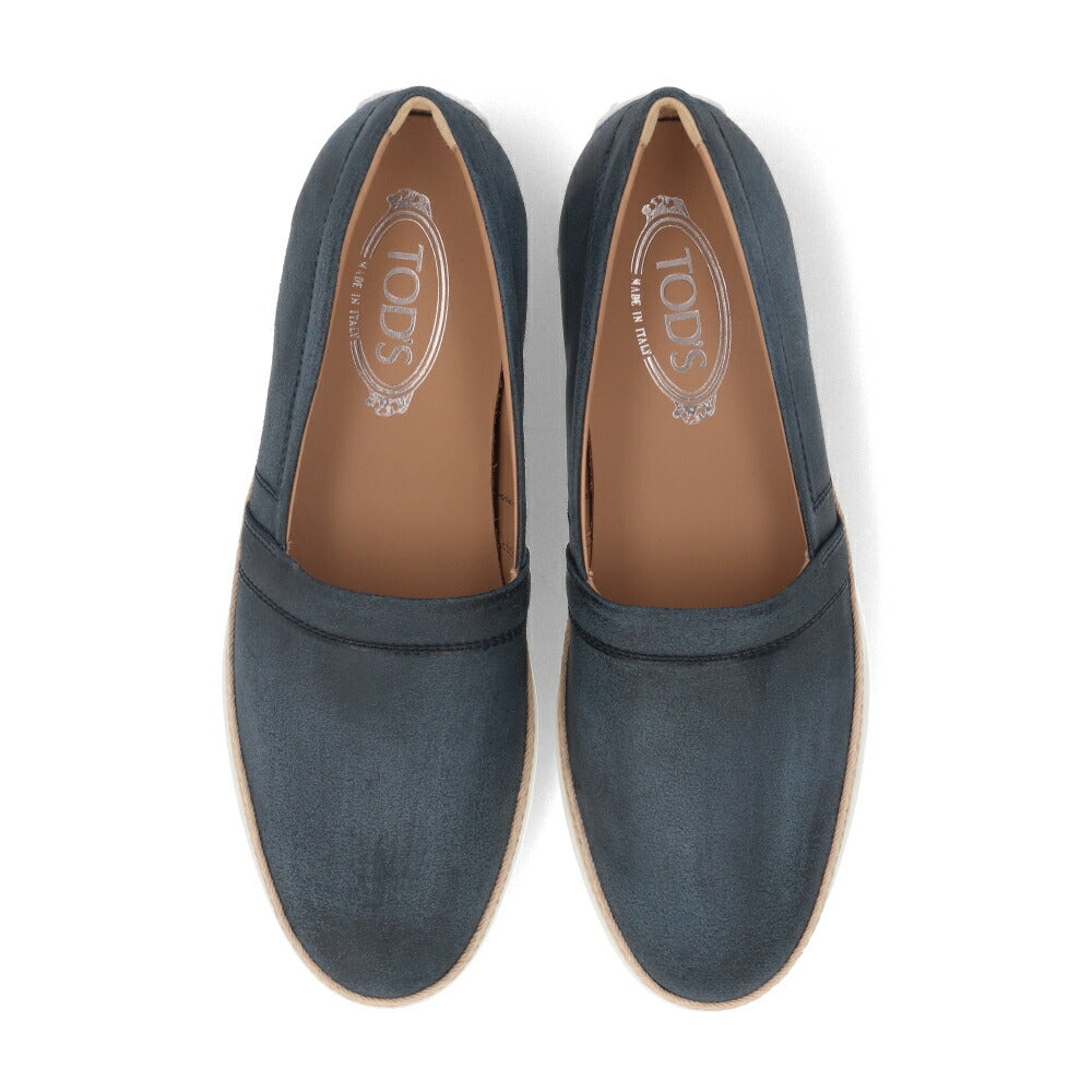 トッズ TOD'S シューズ レザーシューズ メンズ PANTOFOLA IMBOTTITA GOMMA RAFIA TV ML1 PERSIA ブルー レザー スリッポン エスパドリーユ ローカット ロゴ ヴィンテージ加工 XXM0TV0W80ZML1 U407