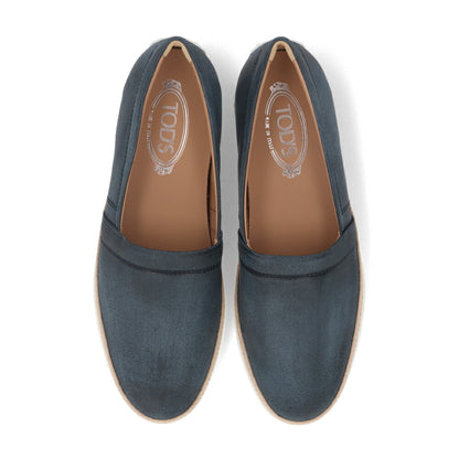 トッズ TOD'S シューズ レザーシューズ メンズ PANTOFOLA IMBOTTITA GOMMA RAFIA TV ML1 PERSIA ブルー レザー スリッポン エスパドリーユ ローカット ロゴ ヴィンテージ加工 XXM0TV0W80ZML1 U407
