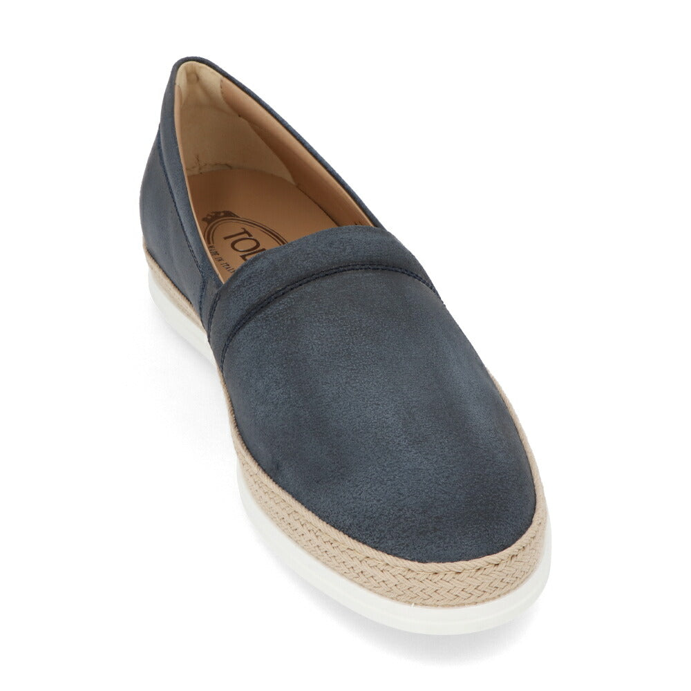 トッズ TOD'S シューズ レザーシューズ メンズ PANTOFOLA IMBOTTITA GOMMA RAFIA TV ML1 PERSIA ブルー レザー スリッポン エスパドリーユ ローカット ロゴ ヴィンテージ加工 XXM0TV0W80ZML1 U407