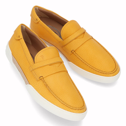 トッズ TOD'S シューズ レザーシューズ メンズ イエロー レザー ロゴ ローファー