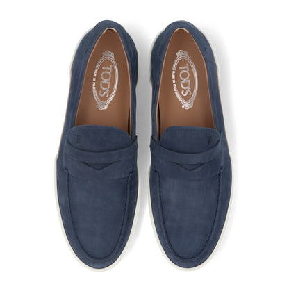 トッズ TOD'S シューズ レザーシューズ メンズ MOCASSINO GOMMA LEGGERA 48B PX6 GALASSIA ブルー レザー ヌバック スリッポン ラバーソール ロゴ XXM48B0BC3ZPX6 U820