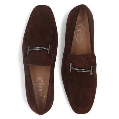 トッズ TOD'S シューズ レザーシューズ メンズ XXM50A0U090CCO S803 ダークブラウン スエード モカシン ブラウン スウェード ダブルT ロゴ MOCASSINO DOPPIA T FONDO CUOIO 50A CCO FONDENTE