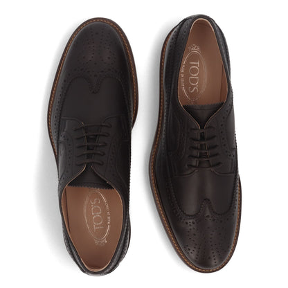 トッズ TOD'S シューズ レザーシューズ メンズ ALL.BUCATURA LIGHT CASUAL 53B SFR TESTA MORO ダークブラウン レザー レースアップ ウイングチップ ロゴ ドレスシューズ ビジネスシューズ XXM53B00C10SFR S800