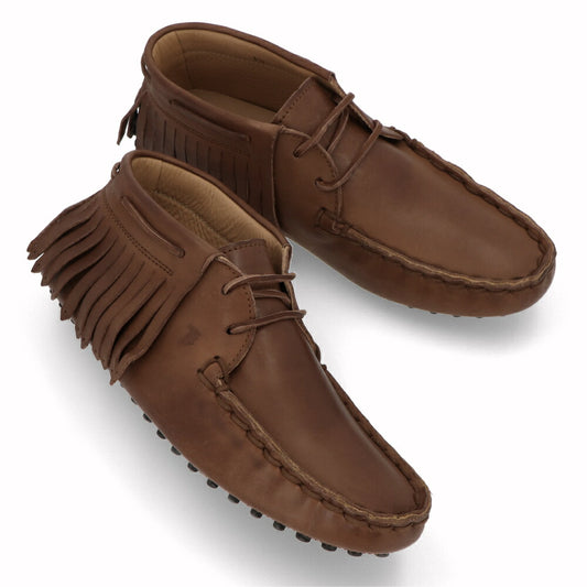 トッズ TOD'S シューズ レザーシューズ メンズ POLACCO FRANGE NUOVO GOMMINO 64C WSH ブラウン レザー ゴンミーニ  デザートブーツ チャッカブーツ リボン ロゴ フリンジ ローファー XXM64C0EI60WSH S612