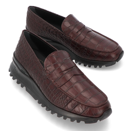 トッズ シューズ レザーシューズ ローファー メンズ ALBER ELBAZ ブラウン ダークバイオレット レザー 本革 厚底 XXM98B00640CORL822