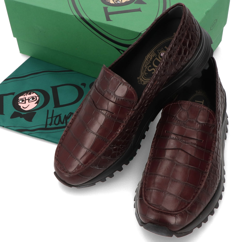 トッズ シューズ レザーシューズ ローファー メンズ ALBER ELBAZ ブラウン ダークバイオレット レザー 本革 厚底 XXM98B00640CORL822