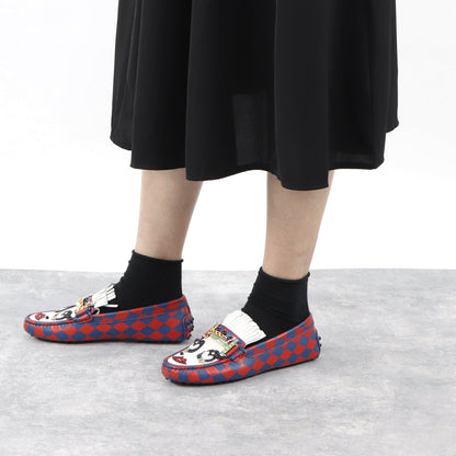 トッズ シューズ レザーシューズ ローファー レディース レッド ブルー ゴンミーニ モカシン ドライビングシューズ ダブルT バックル XXW00G0V840HZL