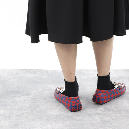 トッズ シューズ レザーシューズ ローファー レディース レッド ブルー ゴンミーニ モカシン ドライビングシューズ ダブルT バックル XXW00G0V840HZL