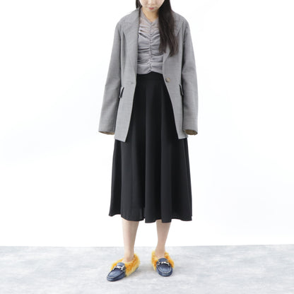 トッズ シューズ パンプス レディース ネイビー イエロー ダブルT ドライビングシューズ モカシン ファー デニム ムートン ヒールなし XXW00G0X880IUB9998