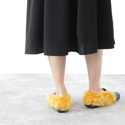 トッズ シューズ パンプス レディース ネイビー イエロー ダブルT ドライビングシューズ モカシン ファー デニム ムートン ヒールなし XXW00G0X880IUB9998