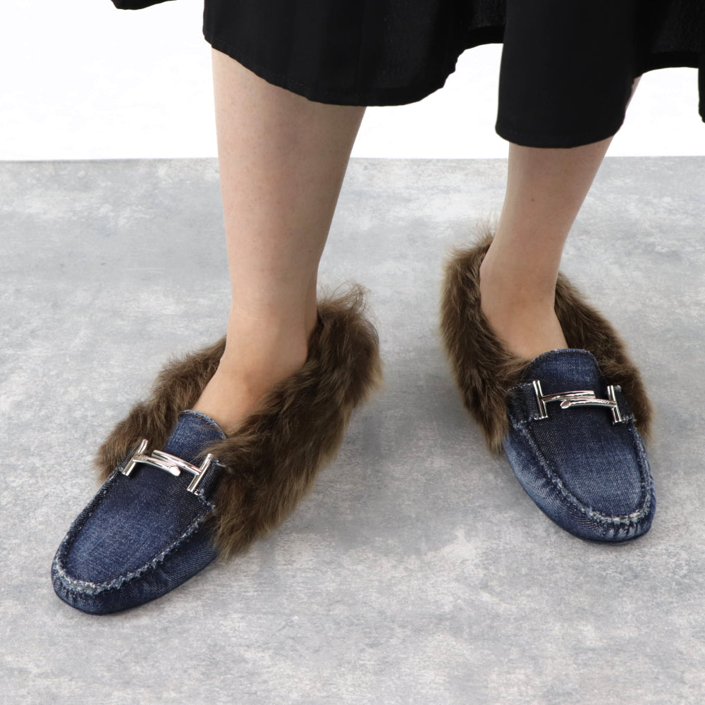 TOD’S フラットシューズ ドライビングシューズ ダブルT ファー